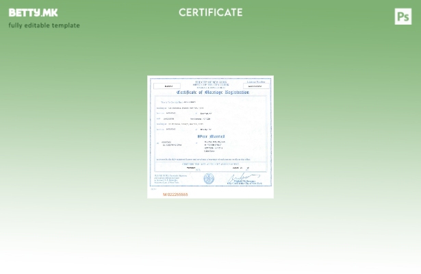 Модерен стил, шаблон за потврда за брак од државата Њујорк во шаблон PSD формат